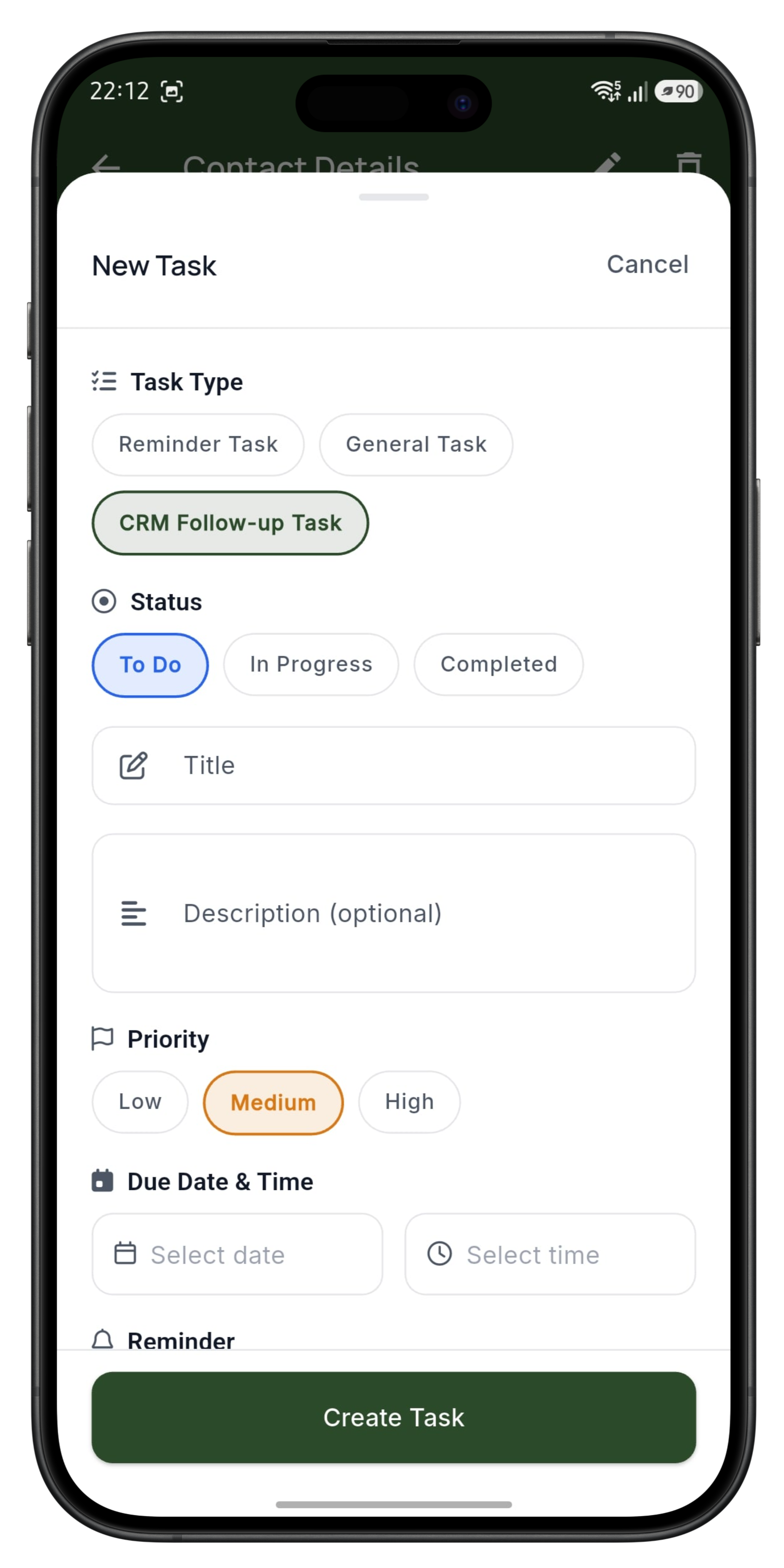 Create a reminder or CRM follow-up task